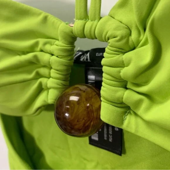 Zara BEAD BANDEAU SWIMSUIT. Green. Size XS, M. New with Tags. - Picture 4 of 6